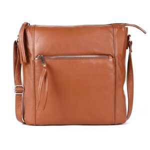 5930 Erica Soft Napa Real Leather Large Cross body handbag-Double Zip